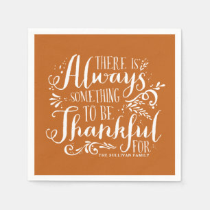 Servilleta De Papel Naranja Siempre Cita Agradecida Acción de Gracias