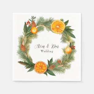 Servilleta De Papel Naranja Slice Green Pine Needles Boda