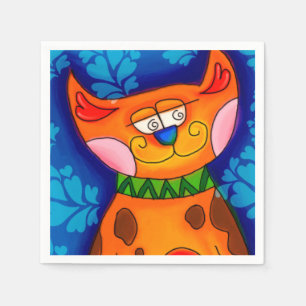 Servilleta De Papel Naranja sonriente Tabby Cat