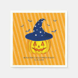 Servilleta De Papel Naranja Sparkly Stripes Halloween