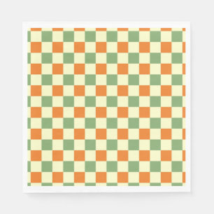 Servilleta De Papel Naranja Verde Brown Checkered Gingham Pattern