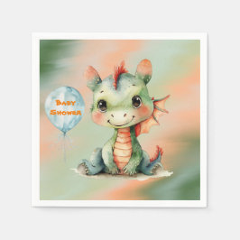 Servilleta De Papel Naranja verde lindo Dragon Boy Baby Shower