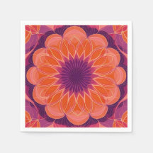 Naranja vibrante con Kaleidoscopio Purple Floral