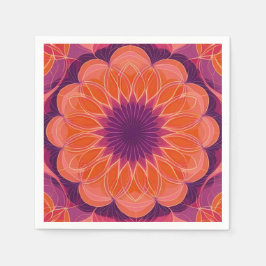 Servilleta De Papel Naranja vibrante con Kaleidoscopio Purple Floral
