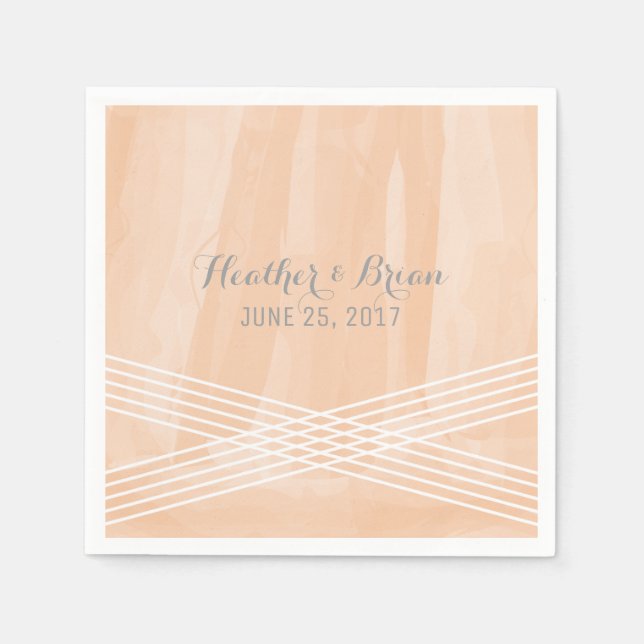 Servilleta De Papel Naranja Watercolor Deco Boda (Anverso)