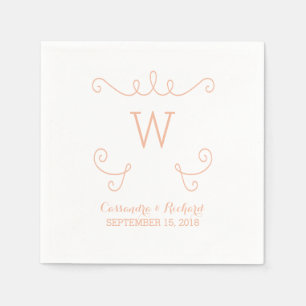 Servilleta De Papel Naranja Whimsical Flourier Monograma Papel servill