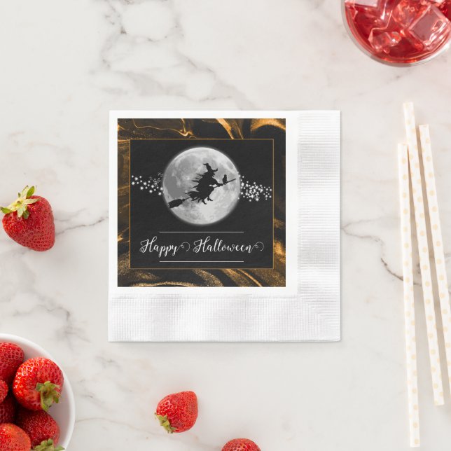 Servilleta De Papel Naranja Witch Silhouette Halloween (In situ)