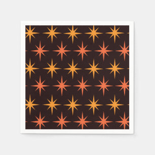 Servilleta De Papel Naranja y Amber Starburst Mid Century Modern