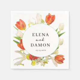 Servilleta De Papel Naranja y Boda beige Tulip