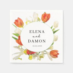 Servilleta De Papel Naranja y Boda beige Tulip