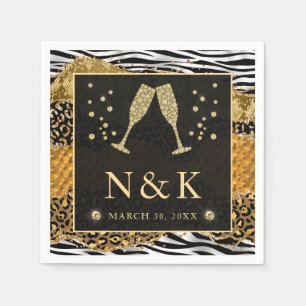 Servilleta De Papel Naranja y Boda de Agate Purpurina de la Selva Silv