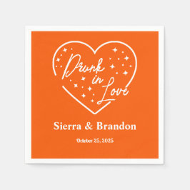 Servilleta De Papel Naranja Y Boda Monograma Blanco Napkin