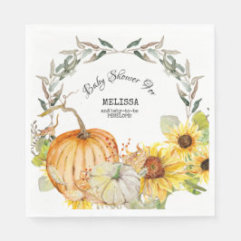 Servilleta De Papel Naranja y calabazas blancas con Sunflowers Baby Sh
