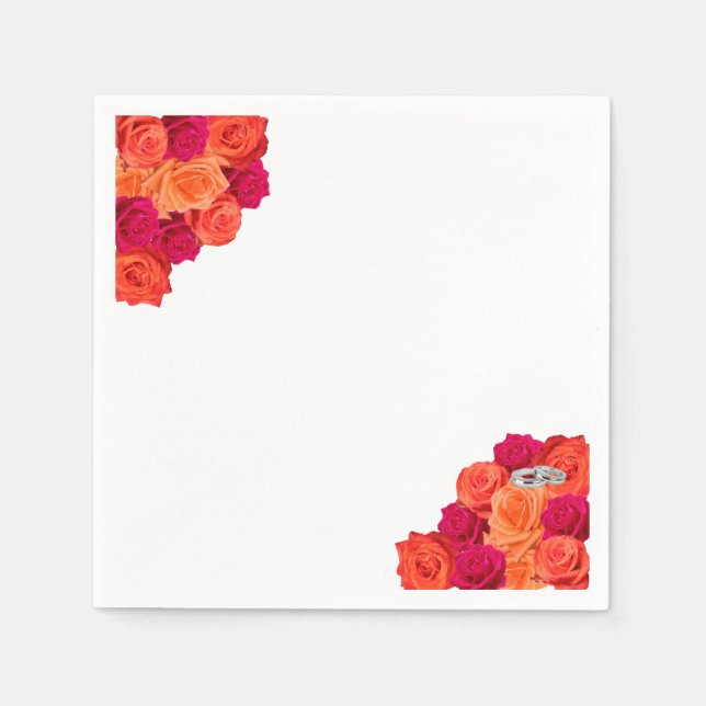 Servilleta De Papel Naranja y flores rosadas y servilletas Brilliance (Anverso)