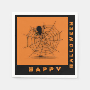 Servilleta De Papel Naranja y Napkins Black Halloween Spider
