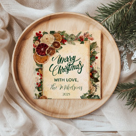 Servilleta De Papel Naranja y Navidades de frutas secos y rusos