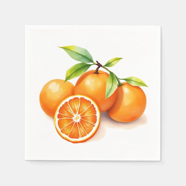 Servilleta De Papel Naranjas de acuarela vibrante (Anverso)