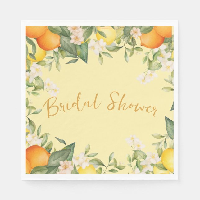 Servilleta De Papel Naranjas de Bridal Shower Lemons Citrus Floral (Anverso)