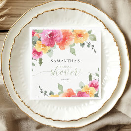 Servilleta De Papel Naranjas rosados coloridos peonías de primavera de
