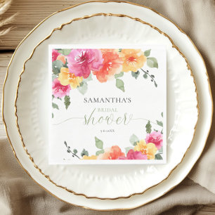 Servilleta De Papel Naranjas rosados coloridos peonías de primavera de