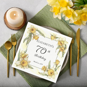Servilleta De Papel Narcisos Amarillos Elegantes Florales Cumpleaños 7