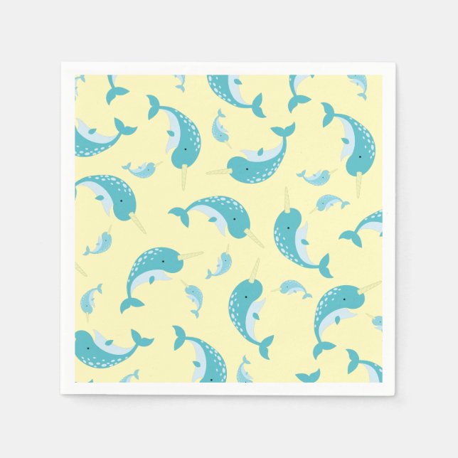 Servilleta De Papel Narwhal Baby Shower (Anverso)