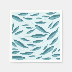Servilleta De Papel Narwhal en el patrón del océano azul
