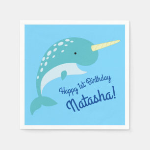 Servilleta De Papel Narwhals Ocean Cute Primer Fiesta de cumpleaños te