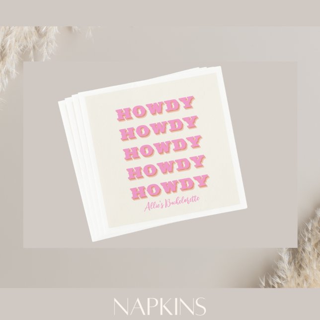 Servilleta De Papel Nashville Bachelorette Howdy Fiesta Rosa Napkins (Subido por el creador)