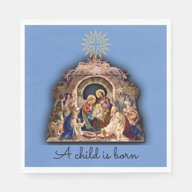 Servilleta De Papel Natividad Adoración del Niño Jesús Navidades (Anverso)