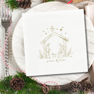 Servilleta De Papel Natividad de Navidad moderna paz amor religioso 