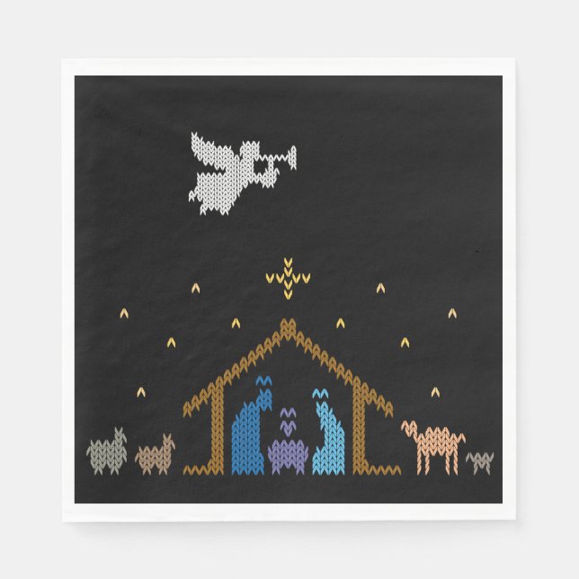 Servilleta De Papel Natividad de punto - Suéter Navidad feo - Ángel (Anverso)