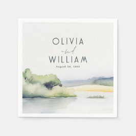 Servilleta De Papel Naturaleza acuarela romántica