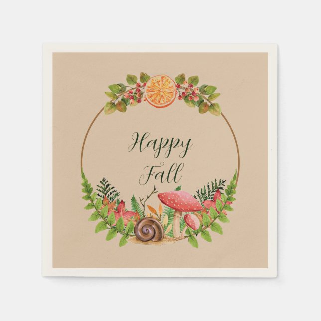 Servilleta De Papel Naturaleza de otoño con texto personalizable (Anverso)