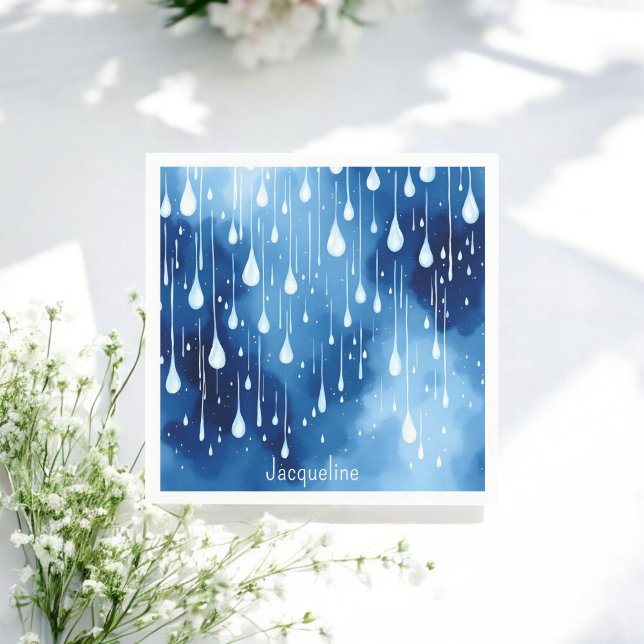 Servilleta De Papel Naturaleza del patrón de lluvia azul blanco (Subido por el creador)