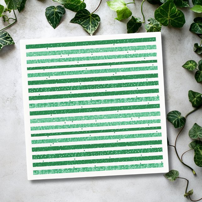 Servilleta De Papel Nature Green White Horizontal Glitter Stripes (Subido por el creador)