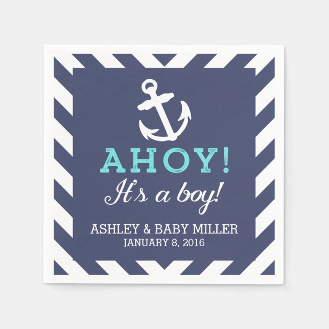 Servilleta De Papel Náuseas Chevron Baby Shower Napkins (Anverso)