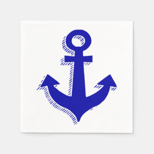 Servilleta De Papel Náutica Marina Anchor Blue & White Beach