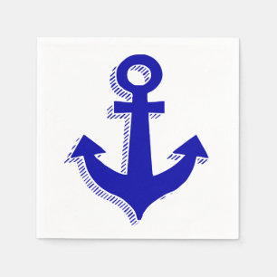 Servilleta De Papel Náutica Marina Anchor Playa Azul y Blanca