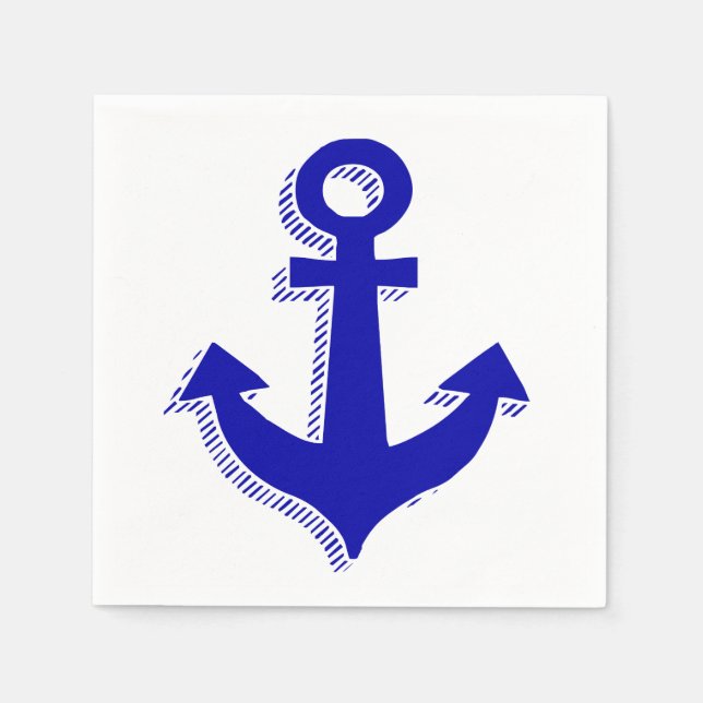 Servilleta De Papel Náutica Marina Anchor Playa Azul y Blanca (Anverso)