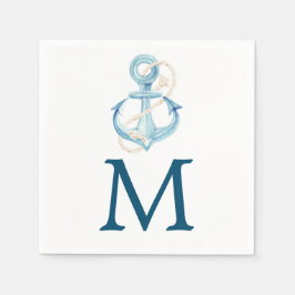 Servilleta De Papel Náutica Monograma Cocktail Napkin