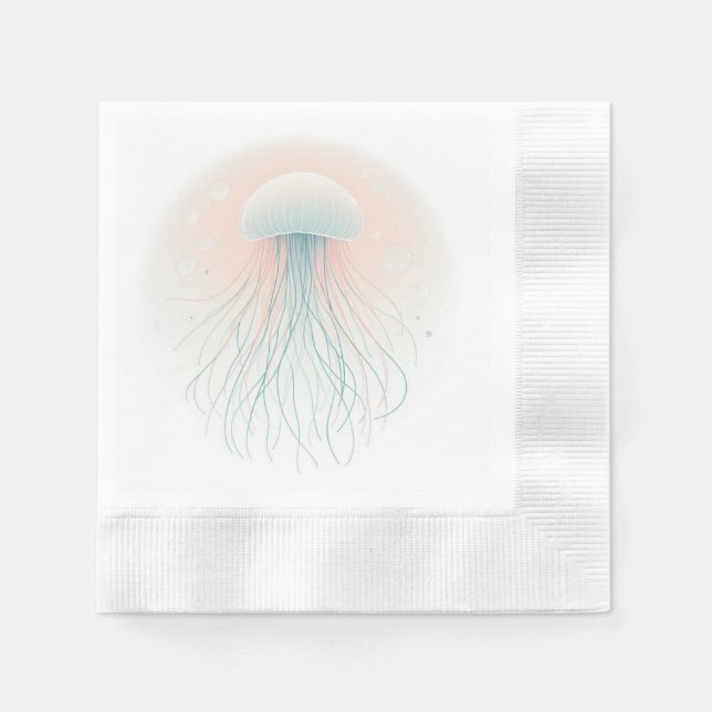 Servilleta De Papel náutica/playa/medusas costeras (Anverso)