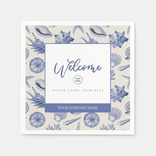 Servilleta De Papel Náutica Temática Blue Seashell Personalizado de pa