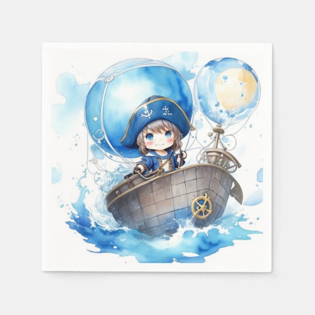 Servilleta De Papel Nautical Adventure Boy Baby Shower (Anverso)