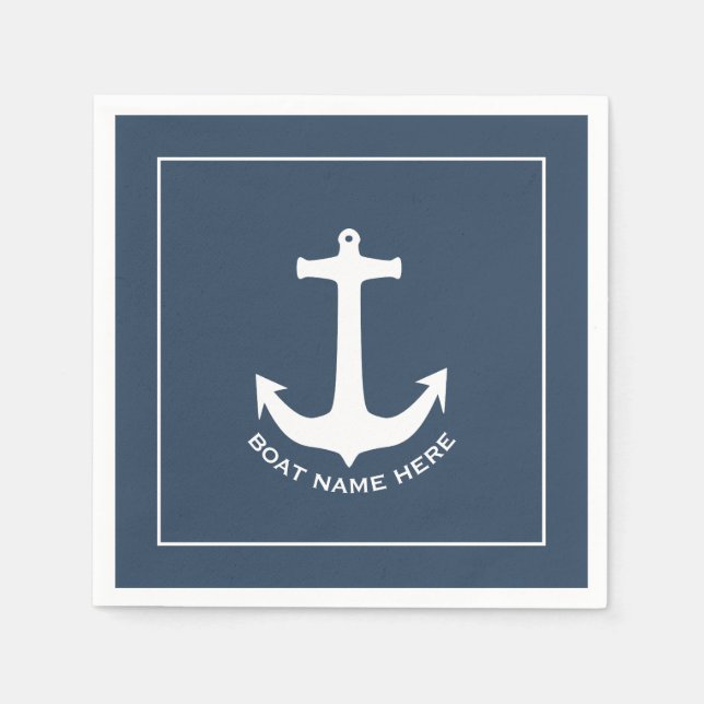Servilleta De Papel Nautical Anchor Bote Nombre Napkins (Anverso)