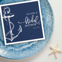 Servilleta De Papel Nautical Anchor Bridal Shower Navy