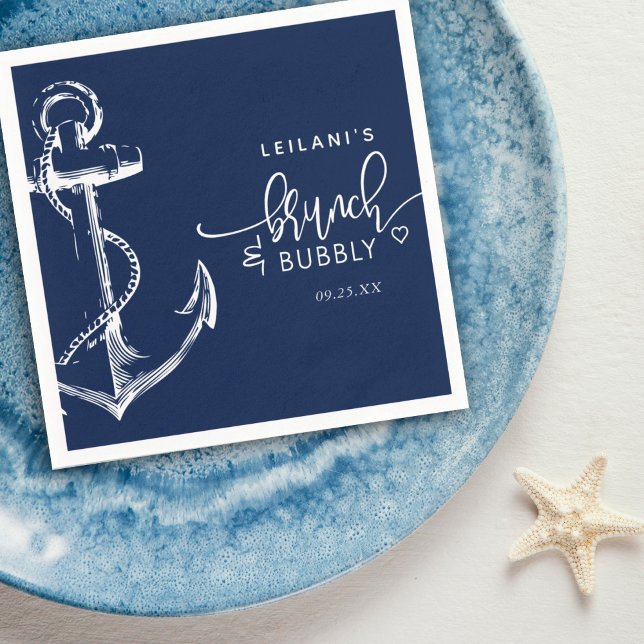 Servilleta De Papel Nautical Anchor Brunch Bubbly Naval azul (Subido por el creador)