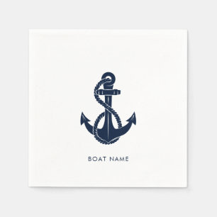 Servilleta De Papel Nautical Anchor Naval Blue Boat Name