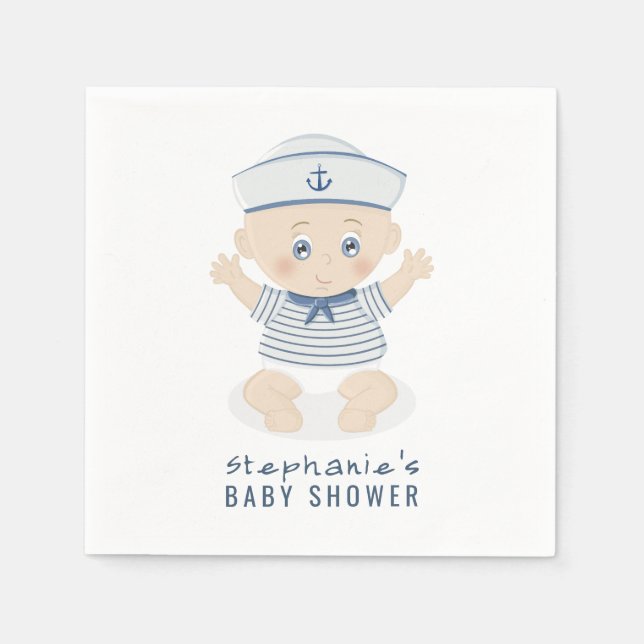Servilleta De Papel Nautical Baby Boy Baby Shower (Anverso)