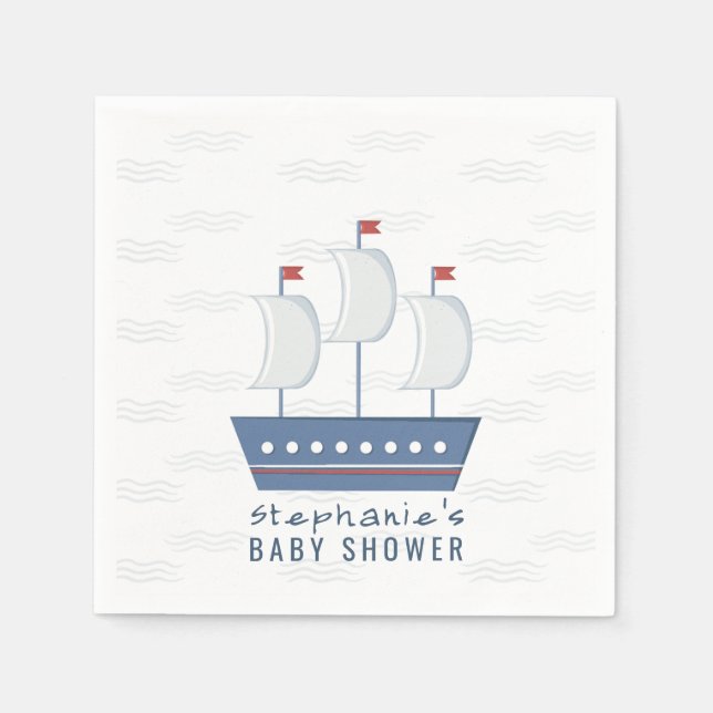 Servilleta De Papel Nautical Baby Boy Baby Shower (Anverso)